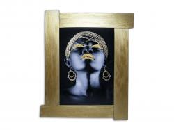 3D Altın Varaklı Kadın Portre Ahşap Tablo HK0011-AV