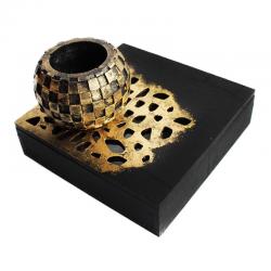 Class Concrete 5-Ahşap Ayak Damalı Küre Beton Saksı HK1504