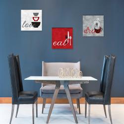 3'lü Ahşap Mutfak Tablosu Eat, Drink, Love - Model 2 HK0253