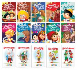 10 Renkli Dünya Masalı ve 5 Masal Karakteri Temalı 64 Sayfa 13,5x19,5 Okul Defteri Seti