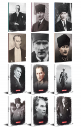 12li Atatürk 64 Sayfa 13,5x19,5cm Defter ve 176 Sayfa Planlama Defteri Seti -1