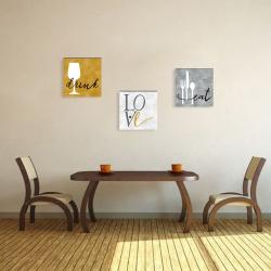 3'lü Ahşap Mutfak Tablosu Eat, Drink, Love - Model 1 HK0252