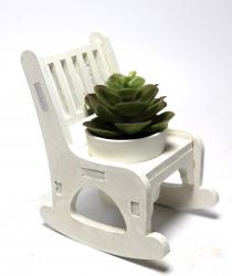 Lora Beton Saksılı Sallanan Sandalyeli Çiçeklik, Beyaz HK1605-6490