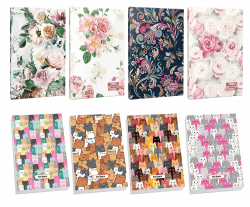 4lü Çiçekli Çizgili  64 Sayfa Defter Seti ve 4 Bloknot -3