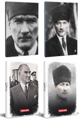 4lü Atatürk 64 Sayfa 13,5x19,5cm Defter ve 176 Sayfa Planlama Defteri Seti -2