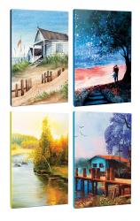 4lü Manzara Temalı 13,5x19,5cm 64 Sayfa Çizgili Okul Defteri Seti -1