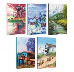 5li Manzara Temalı 13,5x19,5cm 64 Sayfa Çizgili Okul Defteri Seti -3
