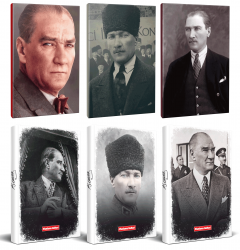 6lı Atatürk 64 Sayfa 13,5x19,5cm Defter ve 176 Sayfa Planlama Defteri Seti -6