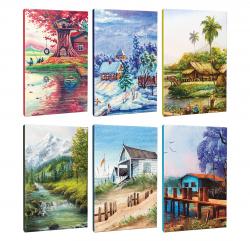 6lı Manzara Temalı 13,5x19,5cm 64 Sayfa Çizgili Okul Defteri Seti -1