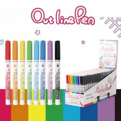 Chosch Highlighter 8'lı Fosforlu Kalem Out Line Pen Colour CS-H815