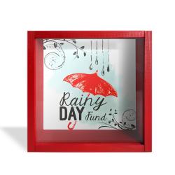 Camlı Ahşap Kumbara Kırmızı Şemsiyeli Kırmızı HK0664-0011