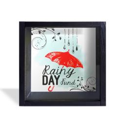 Camlı Ahşap Kumbara Kırmızı Şemsiyeli Siyah HK0664-0002