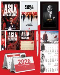 Asla Vazgeçme - Ayraç - Kartpostal - Poster - Sarmal -  2026 Ajanda İstikbal - Sakarya Duvar Takvimi - Masa Takvimi