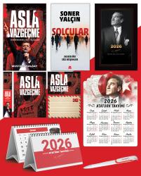 Asla Vazgeçme - Ayraç - Kartpostal - Poster - Solcular -  2026 Ajanda İstikbal - İstikbal Ahşap Duvar Takvimi - Masa Takvimi