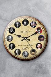Atatürk Duvar Saati - 36 cm Gerçek Bombe Cam Akar Saniye Sessiz Mekanizma Dekoratif - MR-16-4