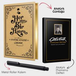 Atatürk Günlüğü - Kalpaklı Siyah Planlama Defteri ve Metal Roller Kalem