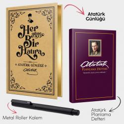 Atatürk Günlüğü - Önder Mor Planlama Defteri ve Metal Roller Kalem