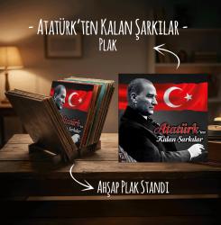 Atatürk'ten Kalan Şarkılar Plak ve Ahşap Plak Standı
