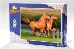 Atlar (500 Parça) - Ahşap Puzzle Hayvanlar Serisi - (HV02-D)