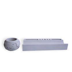 Beton Ofis Seti - Masaüstü Organizer, Küçük Dünya Beton Saksı HK1703