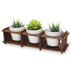 Camilla Ahşap Standlı 3'lü Beton Saksı HK1630