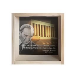 Camlı Ahşap Kumbara Anıtkabir "Ham Ahşap" HK0680-HM