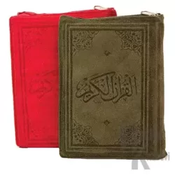 Cep Boy Kadife Kılıflı Kur'an-ı Kerim (Kırmızı Renk) (Ciltli)