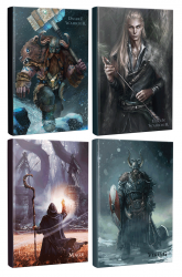 Dörtlü Fantastik Defter Seti - Elven Warrior - Viking - Mage - Dwarf Warrior