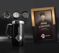 Firmalara Özel Kulplu Termos ve 2025 Atatürk Ajanda - Kalpaklı Minimum Sipariş 10 Adet