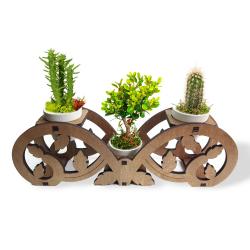 Floral Ahşap Beton Saksı Standı HK1640