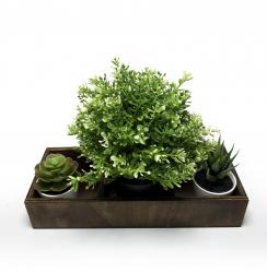 3 Göz Ahşap Çiçeklik HK0216