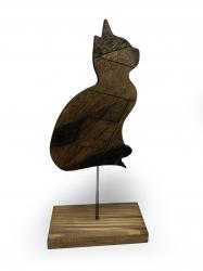 Ayaklı Ahşap Tonlamalı Kedi HK0288
