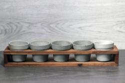 HK Dekor Lora 5'li Beton Saksı ve Ahşap Stand HK1547