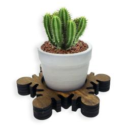 Kartanesi Desenli Ahşap Ayaklı Konik Beton Saksı HK1651