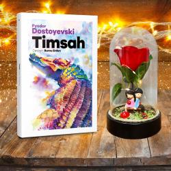 Kırmızı Gül ve Sevgililer Teraryum Hediye Seti - Timsah Dünya Klasiği