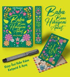 Kişiye Özel Baba Bana Hikayeni Anlat Ayraç Kartpostal Kalem - Gri Anı Defteri
