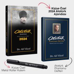 Kişiye Özel - Komutan 2024 Atatürk Ajandası - Ankara Mavi Planlama Defteri ve Metal Roller Kalem