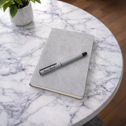 Kişiye Özel Soft Deri Defter ve Roller Rubber Kalem - Gri 