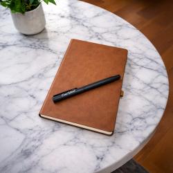 Kişiye Özel Soft Deri Defter ve Roller Rubber Kalem - Kahverengi 