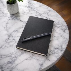 Kişiye Özel Soft Deri Defter ve Roller Rubber Kalem - Siyah 