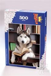 Kitap Okuyan Husky (500 Parça) - Ahşap Puzzle Kitap Serisi - (KT10-D)