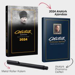 Komutan 2024 Atatürk Ajandası - Ankara Mavi Planlama Defteri ve Metal Roller Kalem