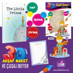 Küçük Prens Ahşap Maket - Çizgili Defter ve Bloknot Seti