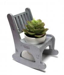 Lora Beton Saksılı Sallanan Sandalyeli Çiçeklik, Gümüş HK1605-102