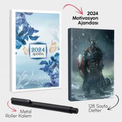 Mavi Rüya 2024 Motivasyon Ajandası - Viking Defter ve Metal Roller Kalem