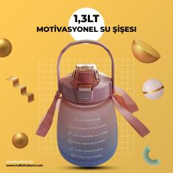 Motivasyonel Su Şişesi 1,3L Pembe-Mavi