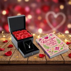 Sevgililer Gününe Özel İnci Kolye Çekmeceli Gül Kutusu ve Karıcığım Bana Hikayeni Anlat