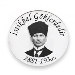 Yuvarlak Ahşap Magnet 58mm Renkli Atatürk Baskılı Model 6 HK2502-06