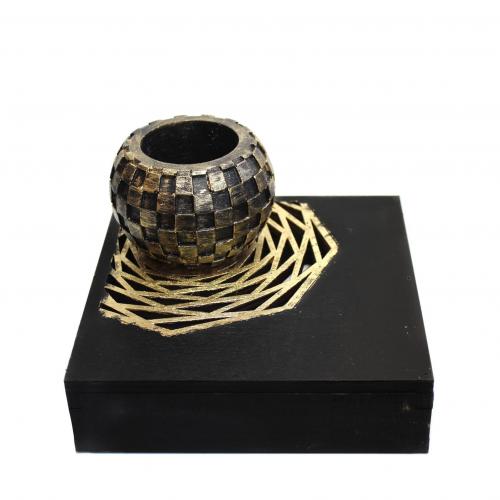 Class Concrete 6-Ahşap Ayak Damalı Küre Beton Saksı - Halkkitabevi