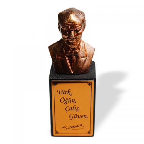 Ahşap Ayaklı Bakır Beton Atatürk Büstü